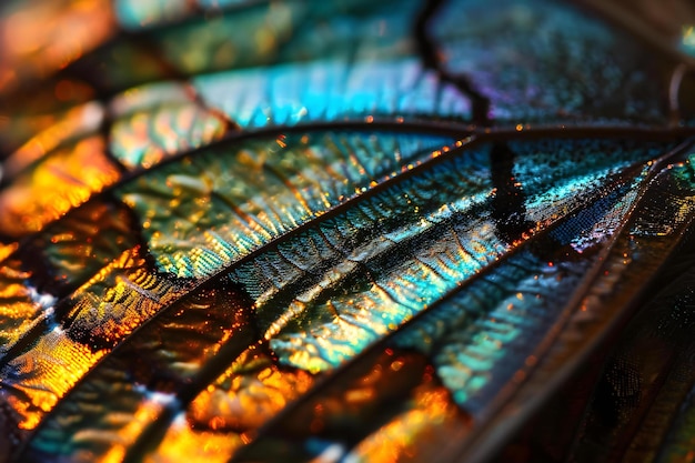 a close up of a colorful butterfly wing