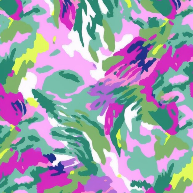 A close up of a colorful camouflage print fabric with a lot of colors generative ai