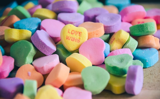 Photo close-up of colorful candies