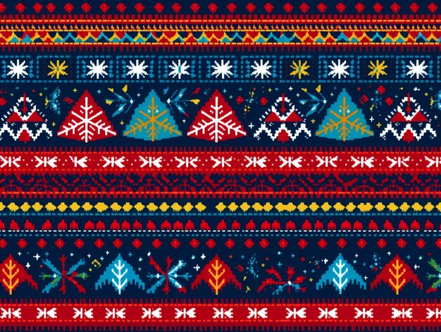 Photo a close up of a colorful christmas sweater with snowflakes generative ai