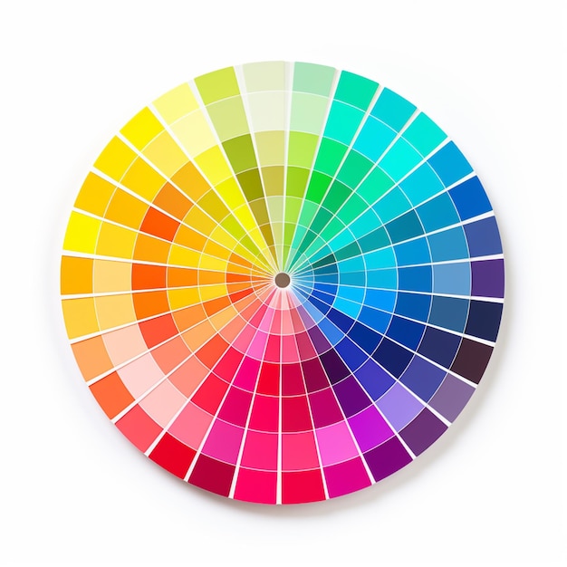 Photo a close up of a colorful circular color wheel with a white background generative ai