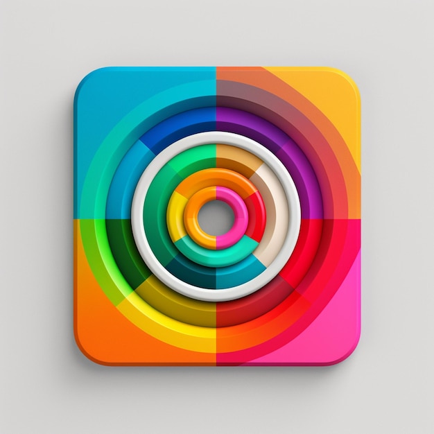 Photo a close up of a colorful circular design on a square button generative ai