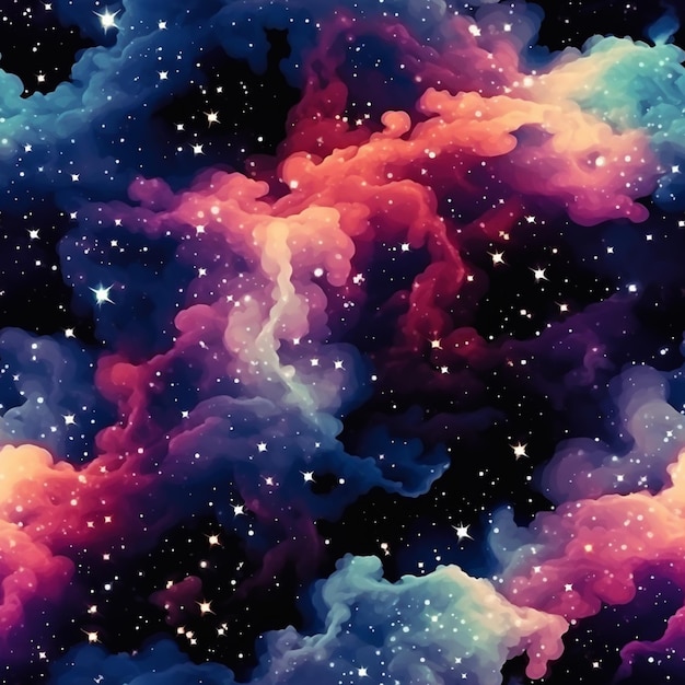 a close up of a colorful cloud filled sky with stars generative ai