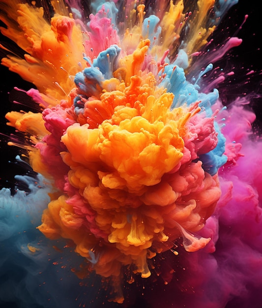 a close up of a colorful cloud of paint in the air generative ai