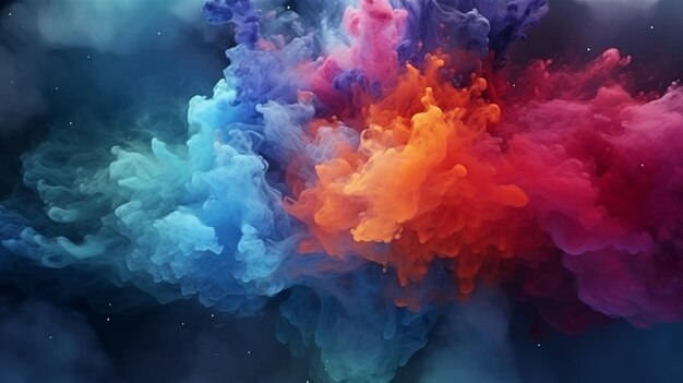 a close up of a colorful cloud of smoke in the air generative ai