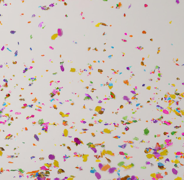 Close up of colorful confetti on white background using generative ai technology