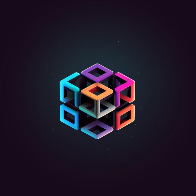 Photo a close up of a colorful cube with a black background generative ai