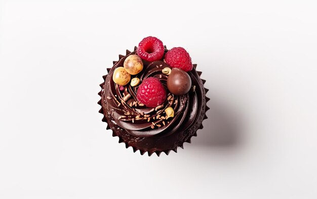 A close up colorful cupcake on a white background sweet dessert bakery food ai generated