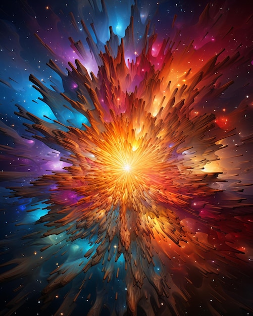 a close up of a colorful explosion of light in a dark space generative ai