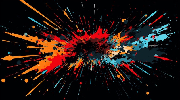 Photo a close up of a colorful explosion of paint on a black background generative ai