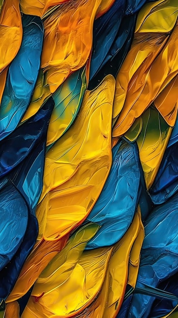 A close up of a colorful fabric with the colors of the feathers on it.