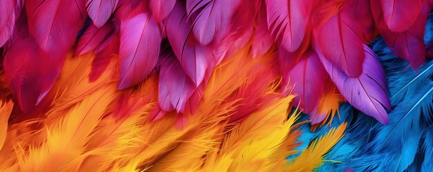 Photo a close up of colorful feathers