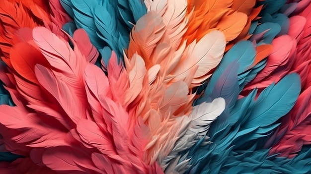 A close up of a colorful feathers