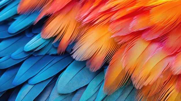 Photo a close up of colorful feathers