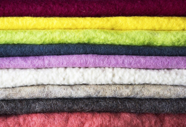 Close up Colorful felt stack background