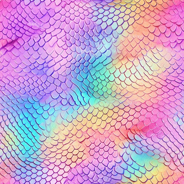 직물 생성 ai에 있는 다채로운 물고기 비늘 패턴의 클로즈업