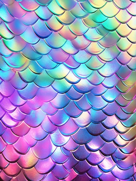 A close up of a colorful fish scale pattern on a wall generative ai