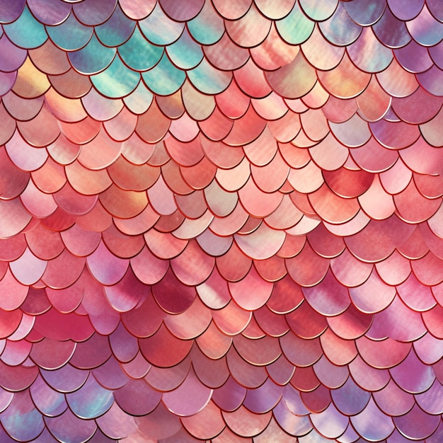 a close up of a colorful fish scale pattern on a wall generative ai