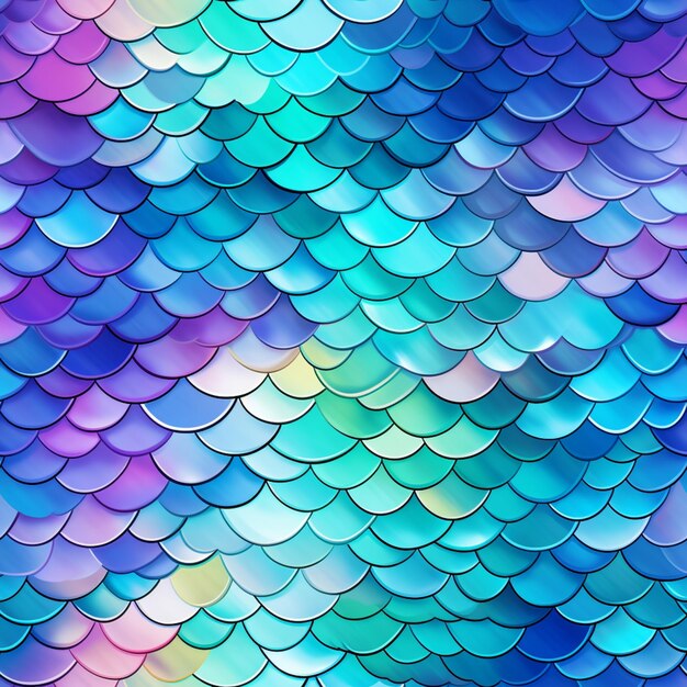 a close up of a colorful fish scale pattern on a wall generative ai