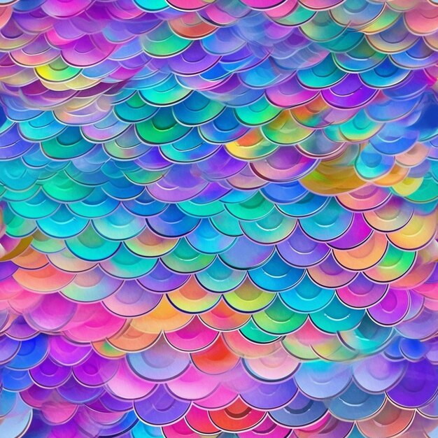 A close up of a colorful fish scale pattern on a wall generative ai