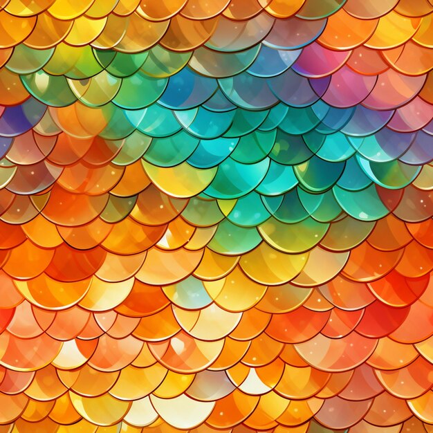A close up of a colorful fish scale pattern with a lot of colors generative ai