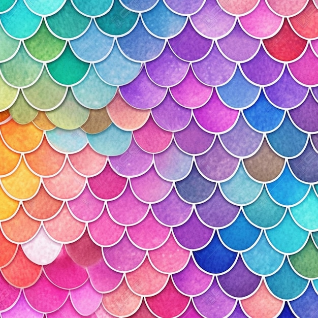 Photo a close up of a colorful fish scale pattern with watercolor generative ai