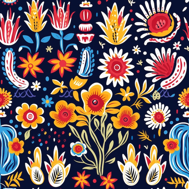 a close up of a colorful floral pattern on a dark background generative ai