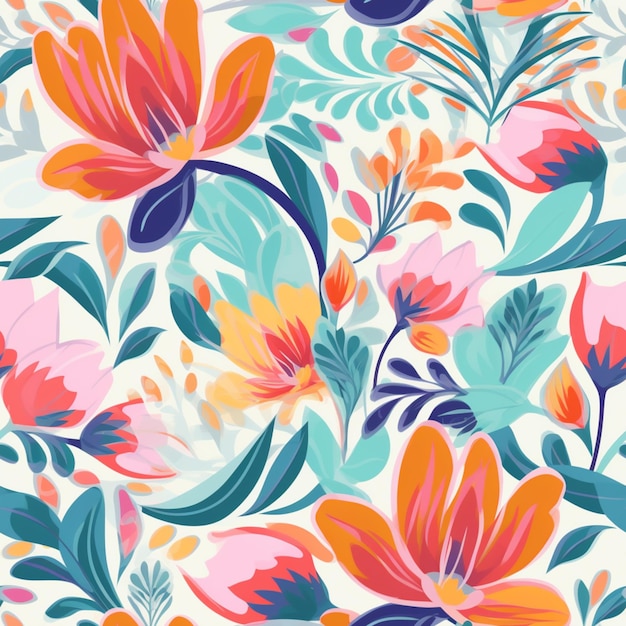 A close up of a colorful floral pattern on a white background generative ai