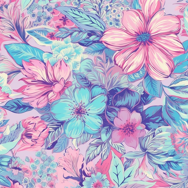 a close up of a colorful floral pattern with many flowers generative ai