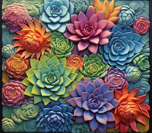 a close up of a colorful flower arrangement on a black background generative ai