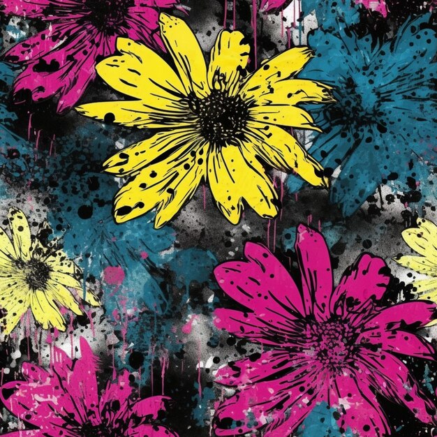 a close up of a colorful flower on a black background generative ai