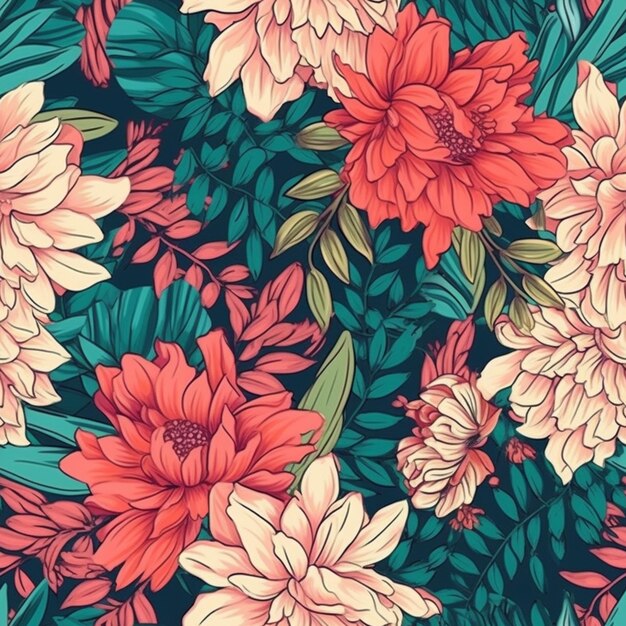 A close up of a colorful flower pattern on a black background generative ai