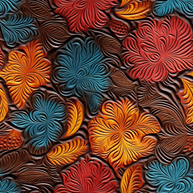 A close up of a colorful flower pattern on a wall generative ai