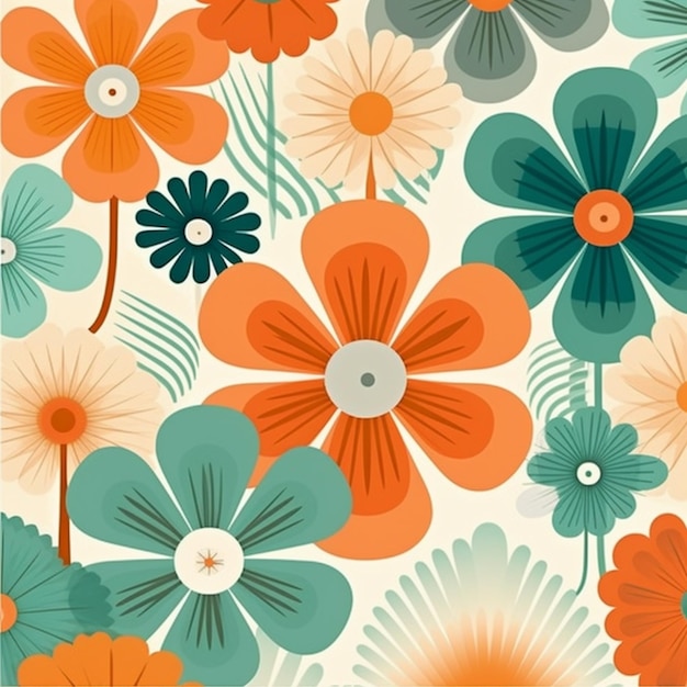 a close up of a colorful flower pattern on a white background generative ai