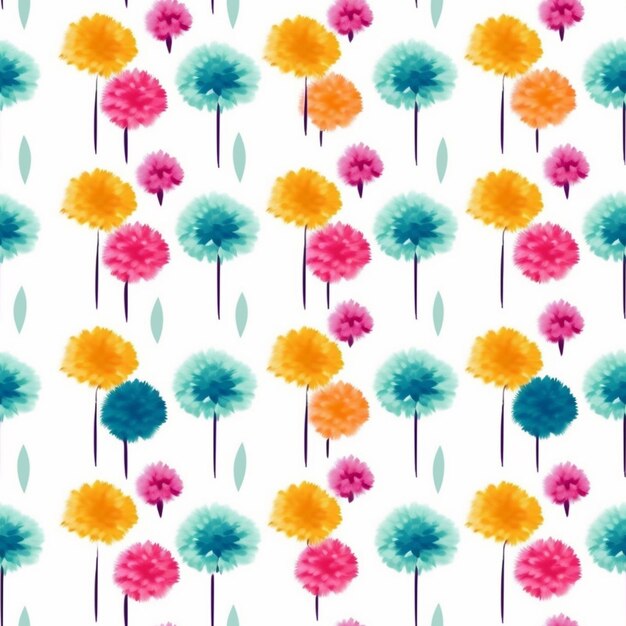 a close up of a colorful flower pattern on a white background generative ai