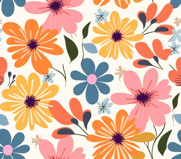 Photo a close up of a colorful flower pattern on a white background generative ai