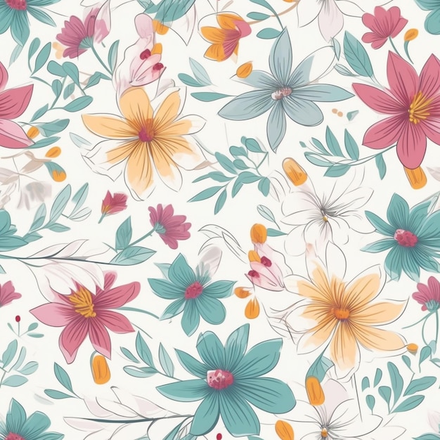 A close up of a colorful flower pattern on a white background generative ai