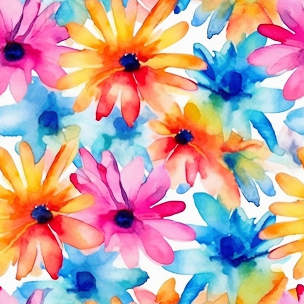 a close up of a colorful flower pattern on a white background generative ai