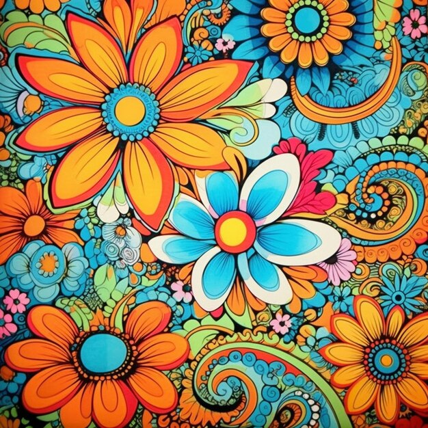 A close up of a colorful flower pattern with many different colors generative ai