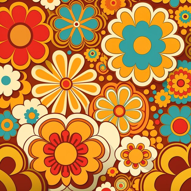 Photo a close up of a colorful flower pattern with many different colors generative ai