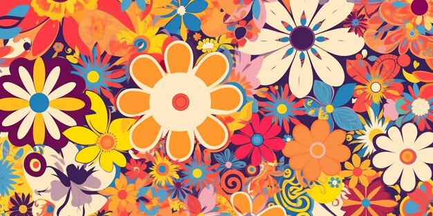 Photo a close up of a colorful flower pattern with many different colors generative ai