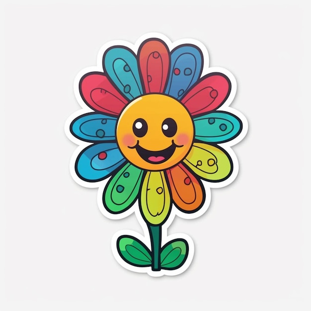 A close up of a colorful flower with a smiley face generative ai