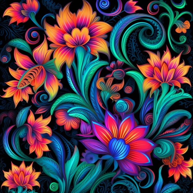 A close up of a colorful flower with swirls and swirls generative ai