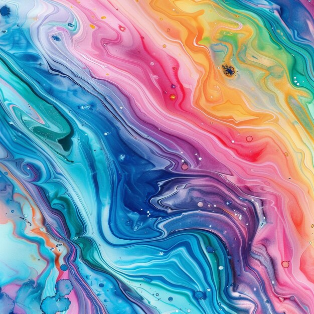 a close up of a colorful fluid painting with a black background generative ai