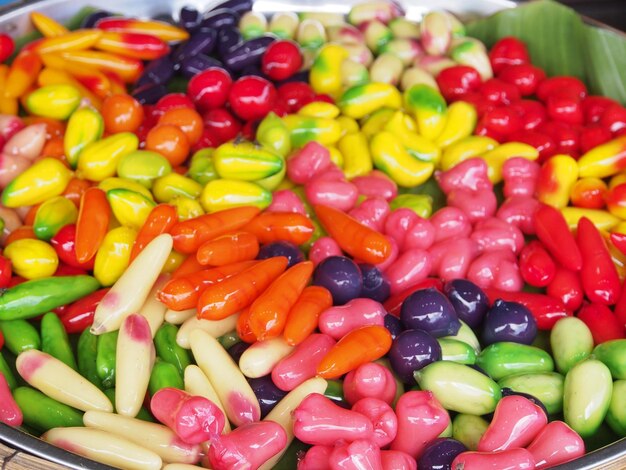 Close-up of colorful fruits and vegetables