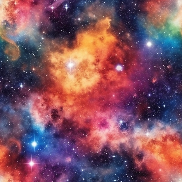 a close up of a colorful galaxy with stars and a bright blue sky generative ai