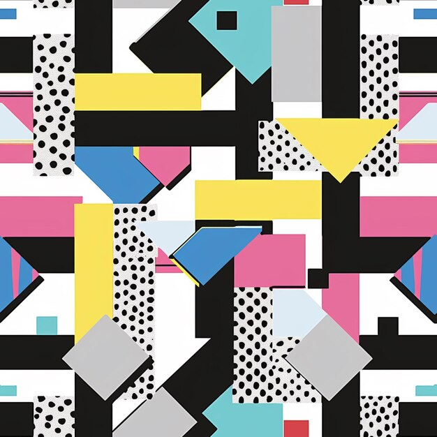 a close up of a colorful geometric pattern with black dots generative ai