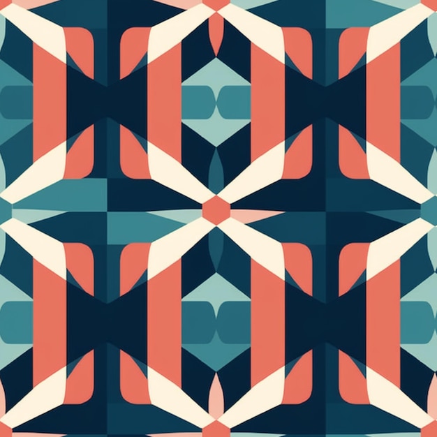 A close up of a colorful geometric pattern with a blue and red background generative ai