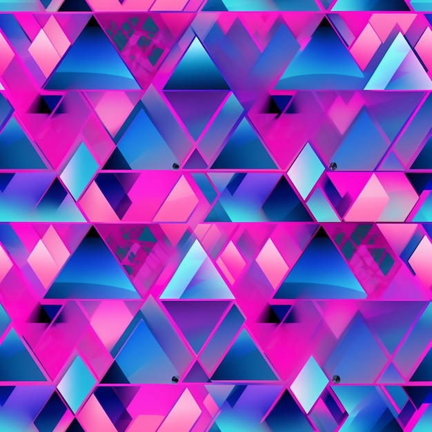 A close up of a colorful geometric pattern with a pink and blue background generative ai