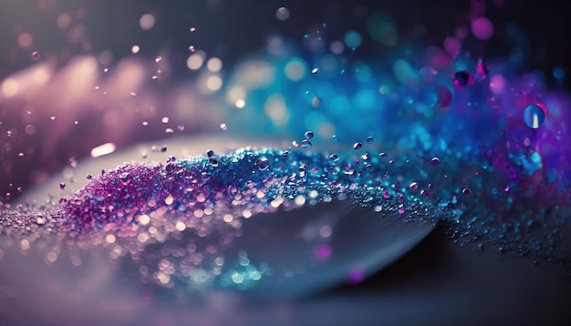 A close up of a colorful glittery feather